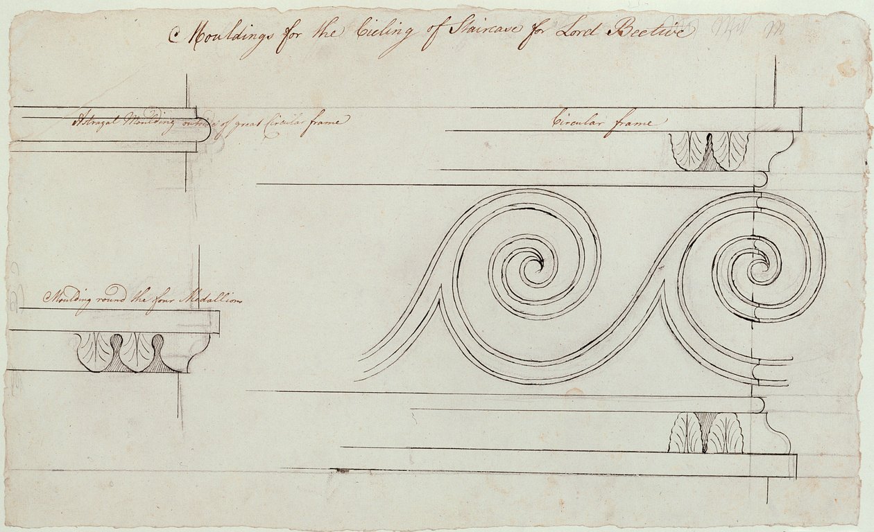 Návrh lišt na schodišti, Headfort House, 1772 (pero a černá tuš na papíře) od Robert Adam