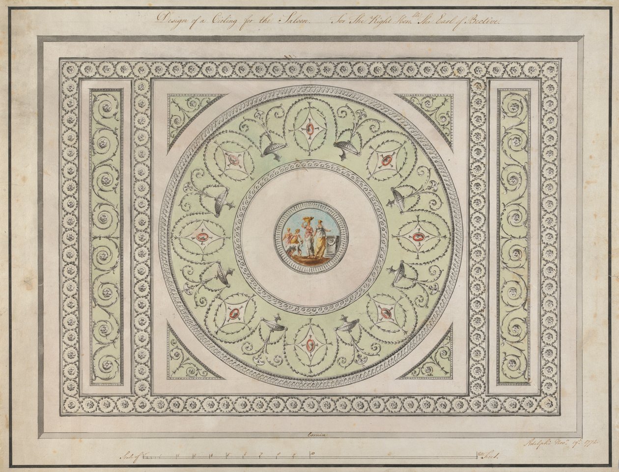 Headfort House, Irsko: Saloon Ceiling od Robert Adam