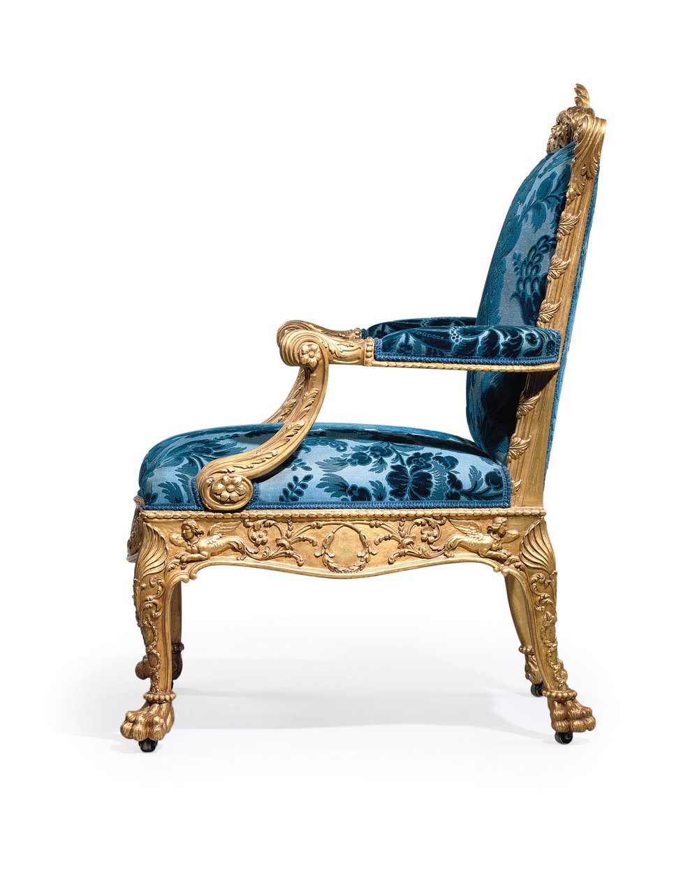 Jedno z páru zlacených křesel George III od Robert Adam