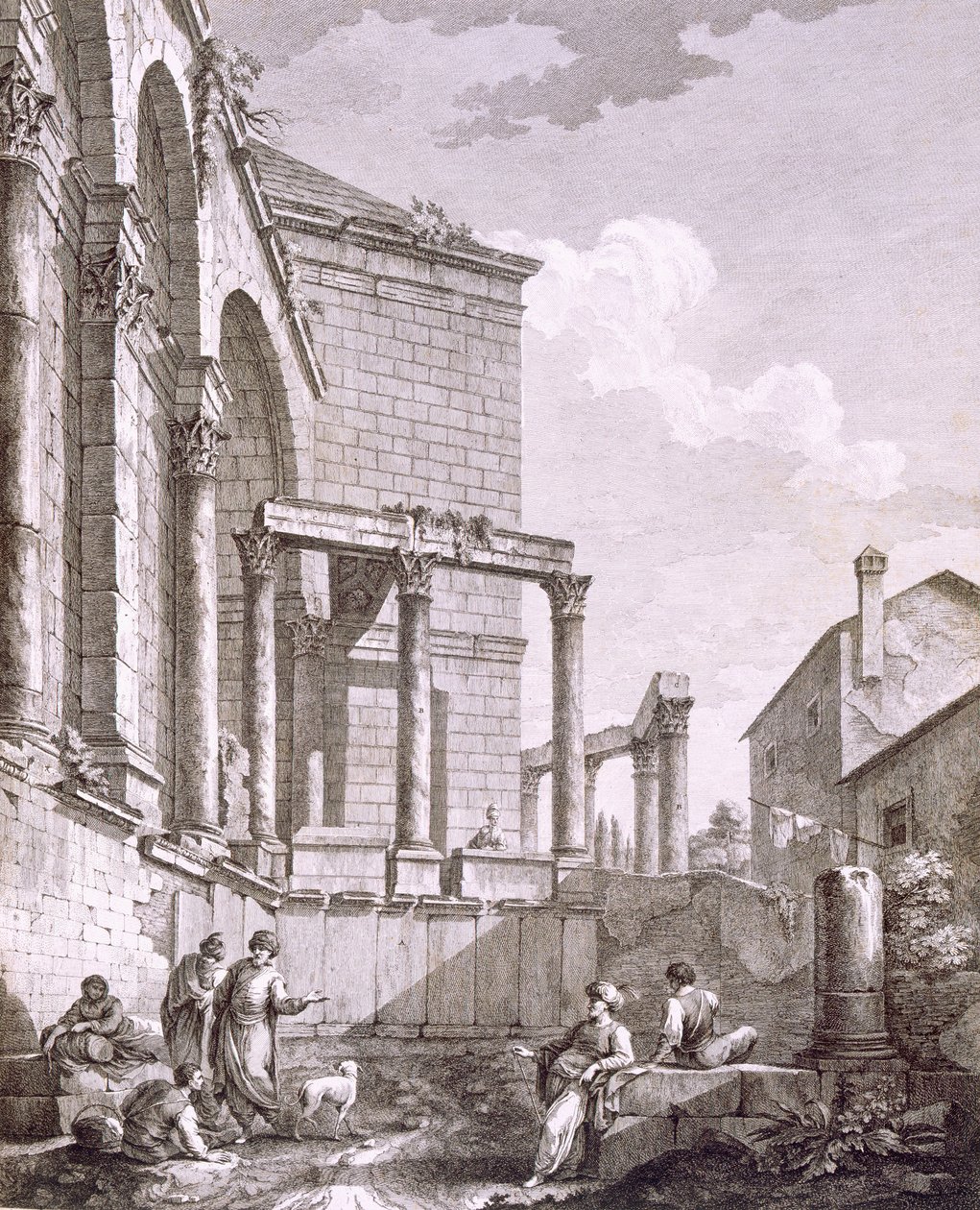 Boční pohled na Jupiterův chrám, hospoda. 1764. od Robert Adam
