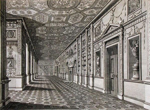 Knihovna v Syon House, postavená 1760-69 (rytina) od Robert Adam