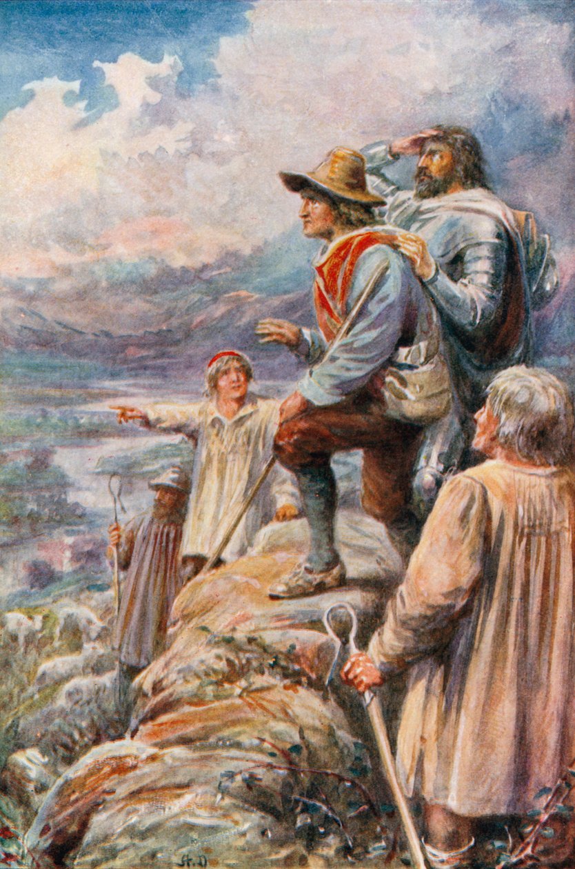 Poutníci na Rozkošných horách (barevná litografie) od Robert Ambrose (after) Dudley