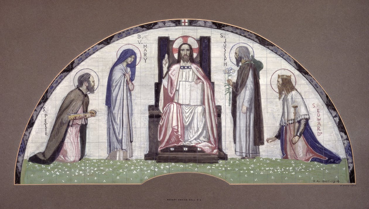 Kristus na trůnu se svatými Petrem, Josefem, Edwardem a Pannou Marií, 1914 od Robert Anning Bell