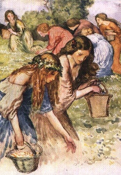 Na břehu řeky je louka, hejno nymf, které jsem náhodou viděl, z Palgrave