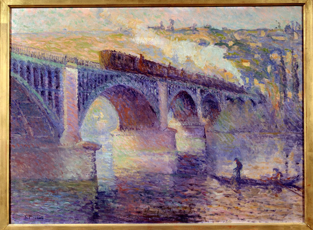 Le pont aux Anglais, západ slunce Malba Roberta Pinchona (1886-1943) Slunce 20. století. 0,52x0,73 m Rouen, Muzeum výtvarných umění od Robert Antoine Pinchon