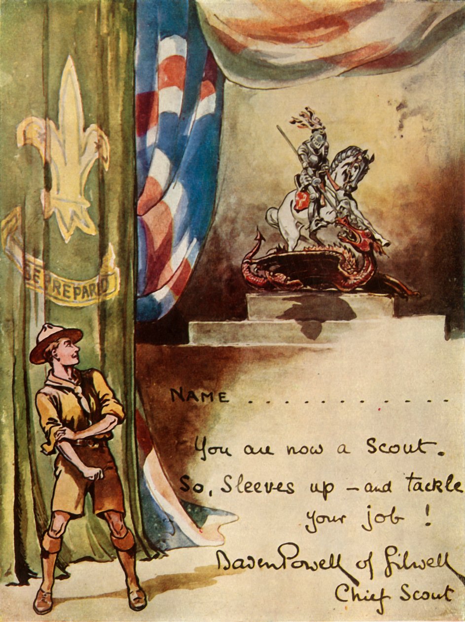 Design pro zápisovou kartu skautů, 1944. od Robert Baden Powell
