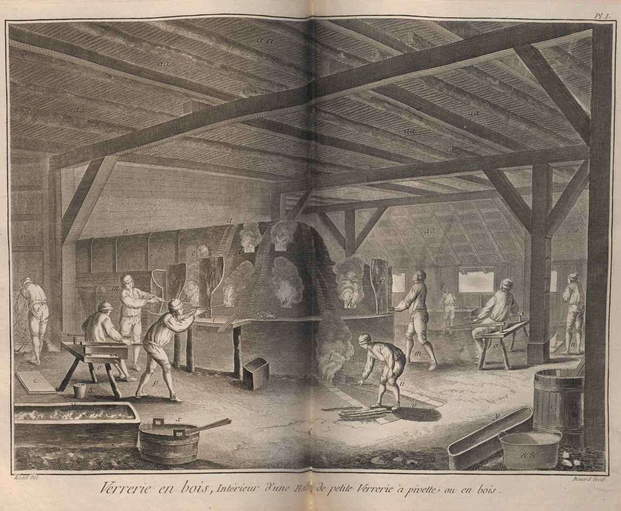 Výroba skla. Z encyklopedie Denise Diderota a Jeana Le Ronda dAlemberta, 1751-1765. od Robert Benard