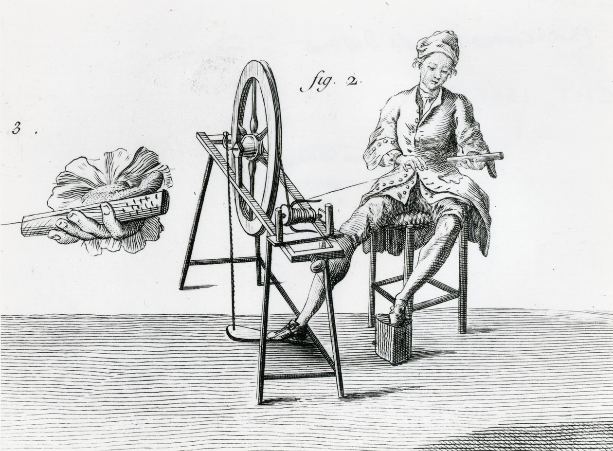Rustikální ekonomika, bavlna, z encyklopedie Denis Diderot 1713-84 rytina bw detail fotografie 164438 od Robert Benard