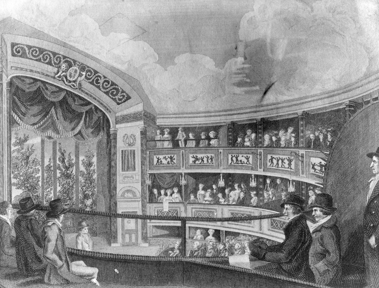 Interiér olympijského divadla poblíž Drury Lane, vyrytý Henry Richard Cook, 1816 od Robert Blemell Schnebbelie