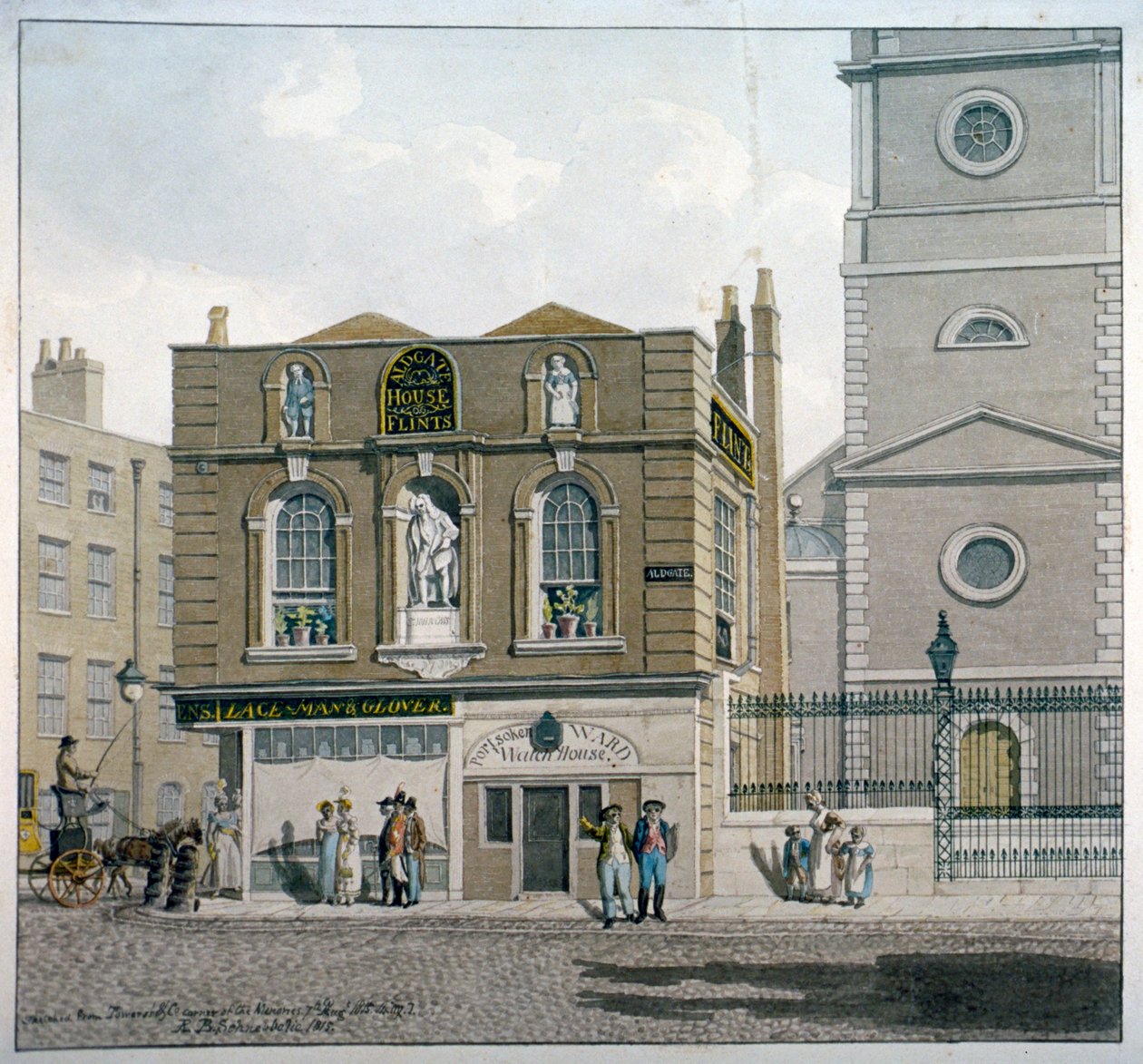 Aldgate House, Aldgate High Street, Londýn, 1815 od Robert Blemmell Schnebbelie
