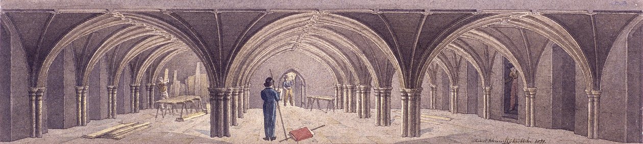 Guildhall Crypt, Londýn, 1821 od Robert Blemmell Schnebbelie