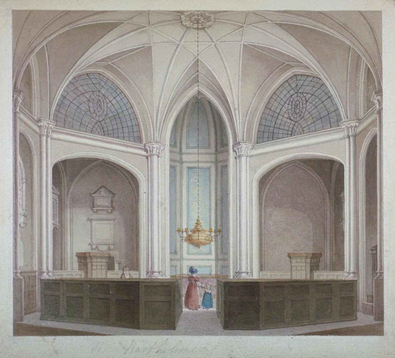 Interiér kostela svatého Bartoloměje-Less, City of London, 1834. od Robert Blemmell Schnebbelie