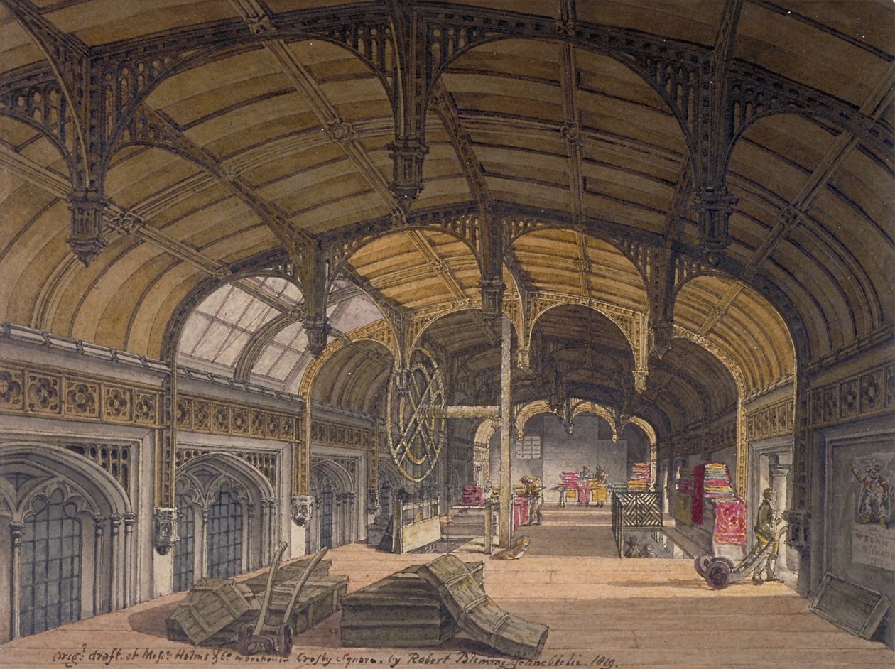 Vnitřní pohled na Crosby Hall na č. 36 Bishopsgate, City of London, 1819 od Robert Blemmell Schnebbelie