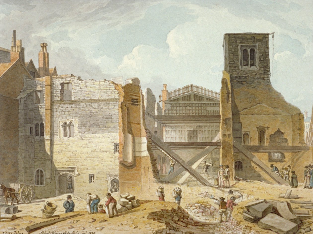 Pohled na demolici paláce Savoy, Westminster, Londýn, 1820 od Robert Blemmell Schnebbelie