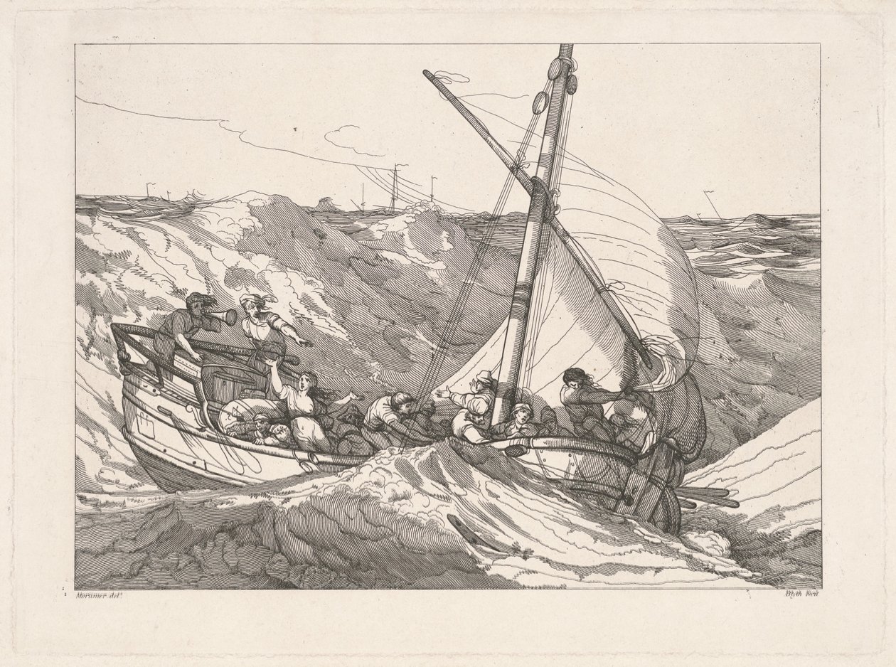 Loď v bouři na moři od Robert Blyth, after John Hamilton Mortimer