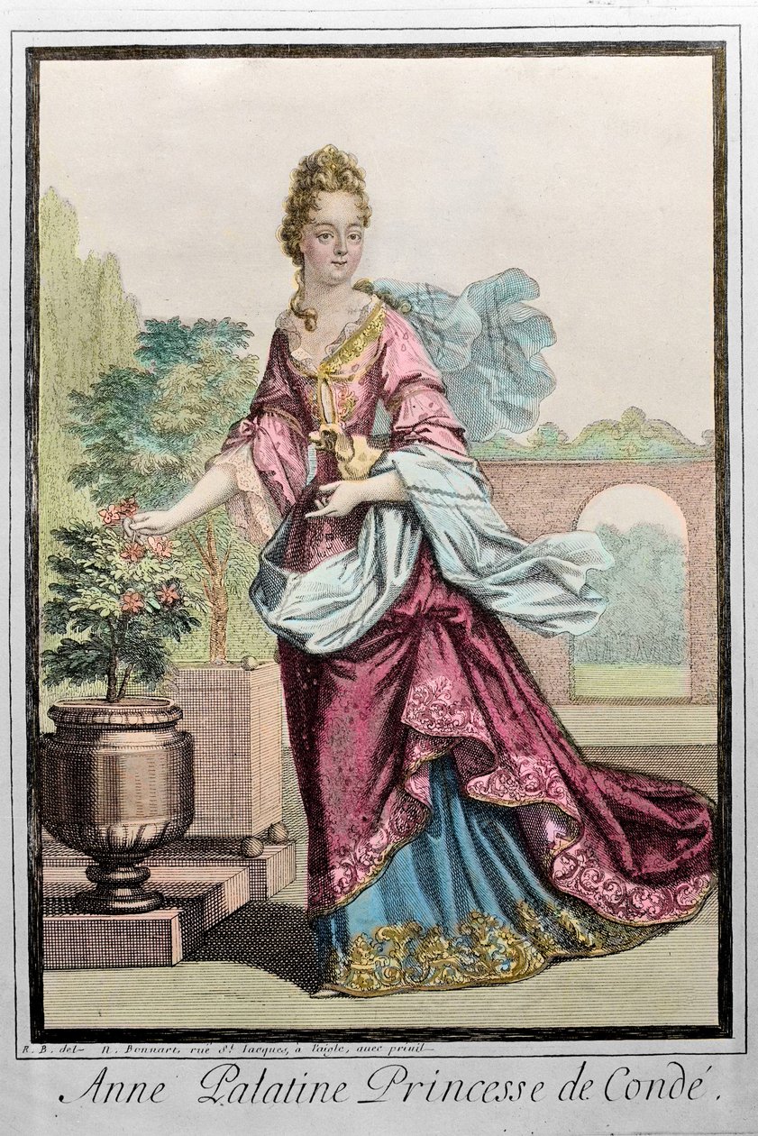 Anne Palatine, princezna z Conde (Anne de Baviere (1648-1723) (Anne Henriette Julie de Baviere) (Anne Henriette Bavorská) (Anna del Palatinato) - rytina Robert Bonnart - od Robert Bonnart
