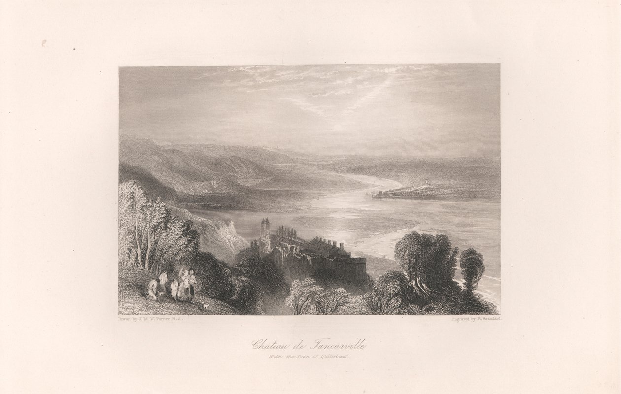 Chateau de Tancarville, s městem Quilleboeuf od Robert Brandard
