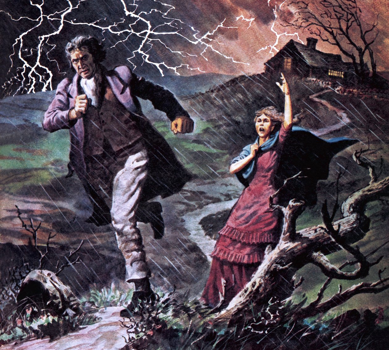 Heathcliff a Cathy z románu Na větrné hůrce od Robert Brook