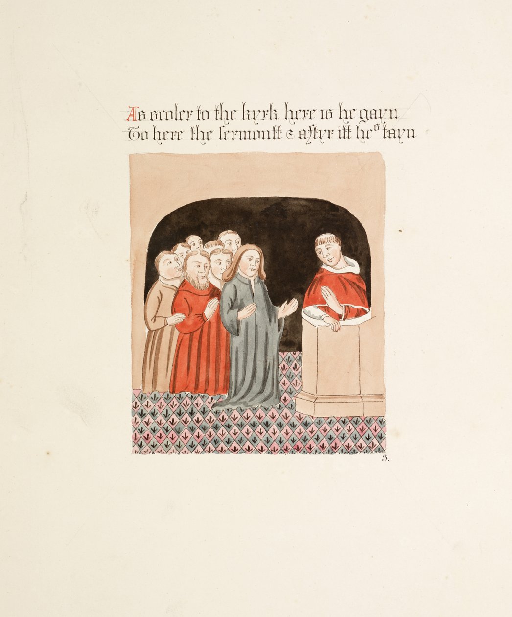 Paní Nová Coll 380, f35r. Starožitnosti katedrálního kostela Saint Mary, Carlisle, kreslil Robert Carlile, 1795 (pero a inkoust a wc na papíře) od Robert Carlile