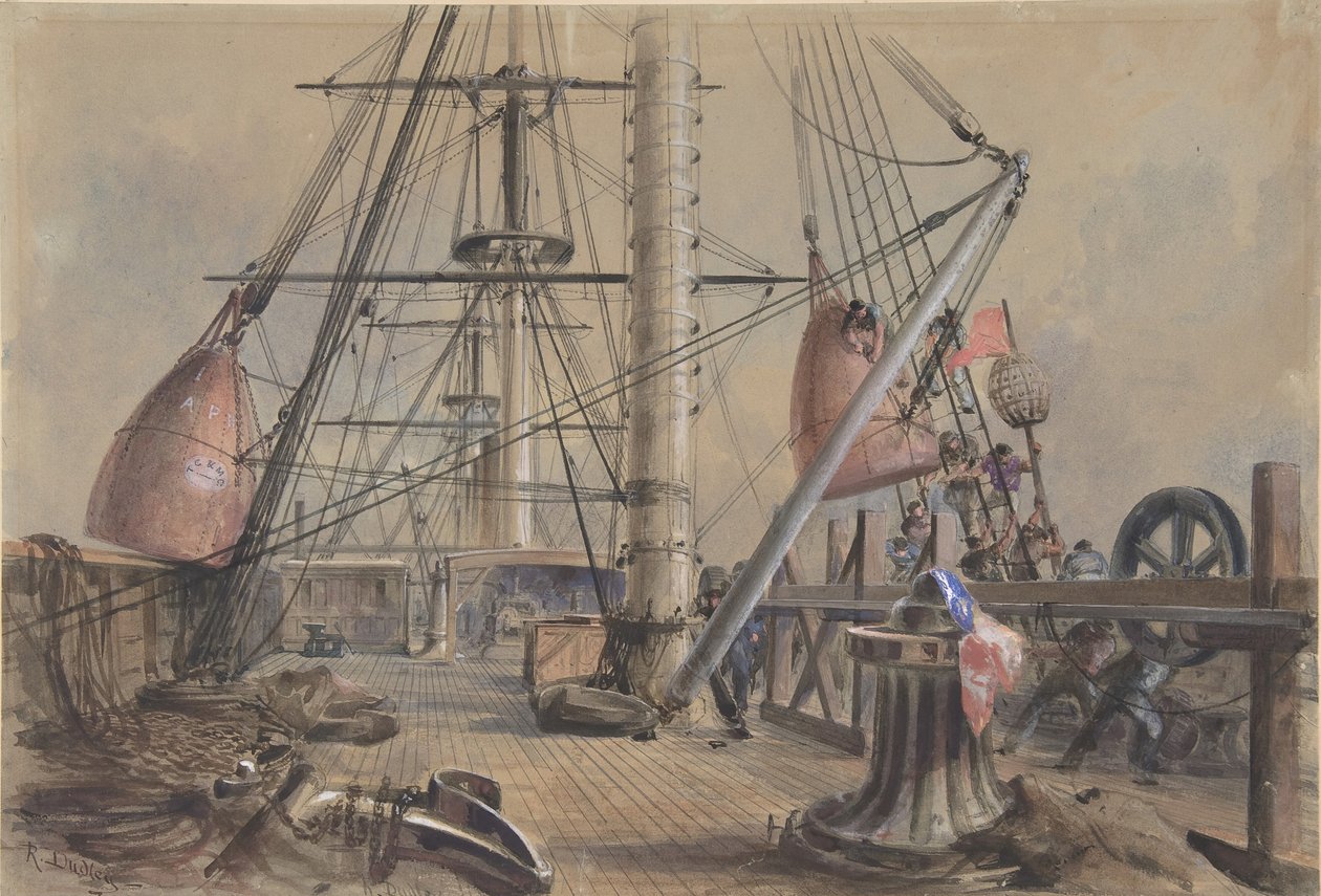 Dostat se ven z jedné z velkých bójí: Paluba Velkého Východu Pohled z..., 1865-66. od Robert Charles Dudley
