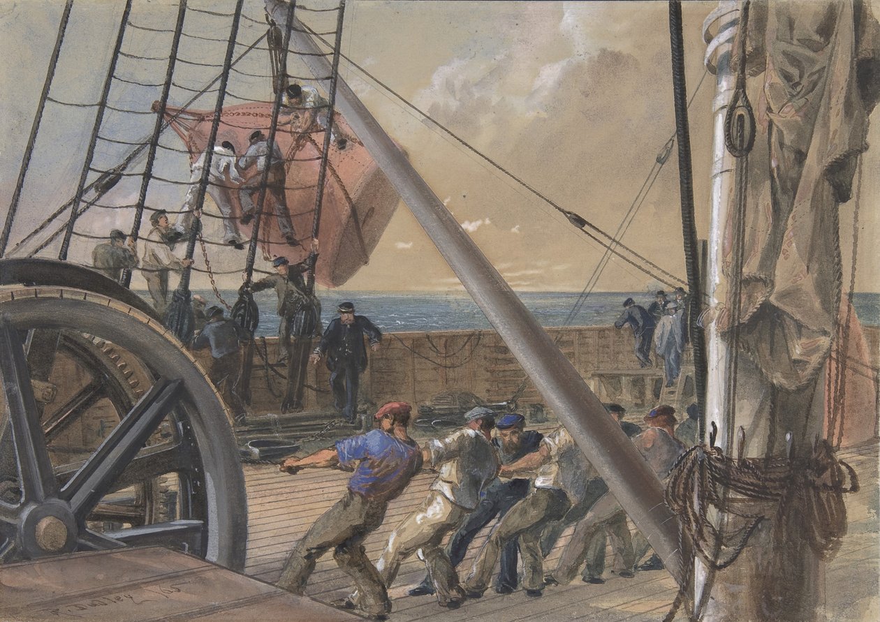 Vypuštění jedné z velkých bójí ke spuštění, 2. srpna 1865, 1865. od Robert Charles Dudley