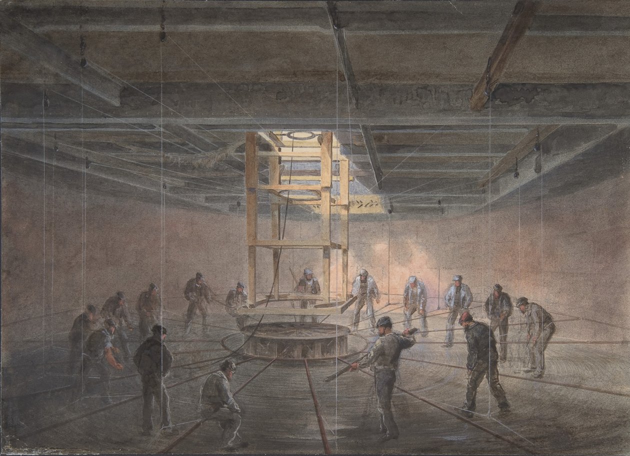 Interiér jednoho z tanků na palubě Great Eastern: The Cable Passing Out, 1865-66. od Robert Charles Dudley