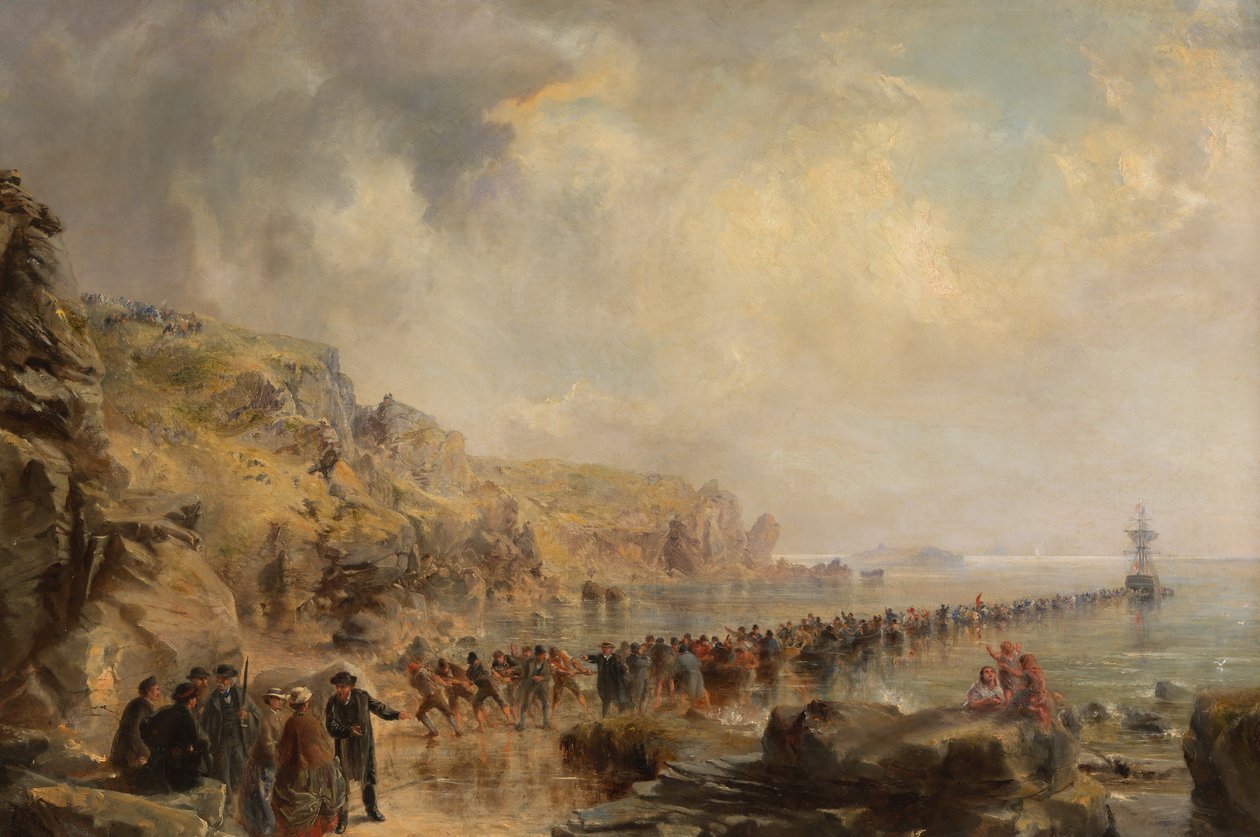 Přistání na břehu Atlantického kabelu, 1866. od Robert Charles Dudley