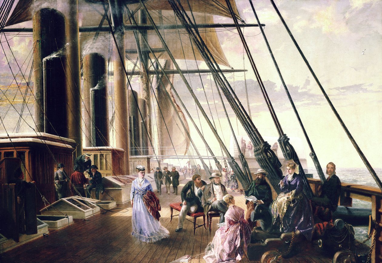 Na palubě parníku a kolesové lodi "Great Eastern" Isambarda Království Brunela (1806-1859) na cestě z Sheernessu (Anglie) do Valencie (Irsko). od Robert Charles Dudley