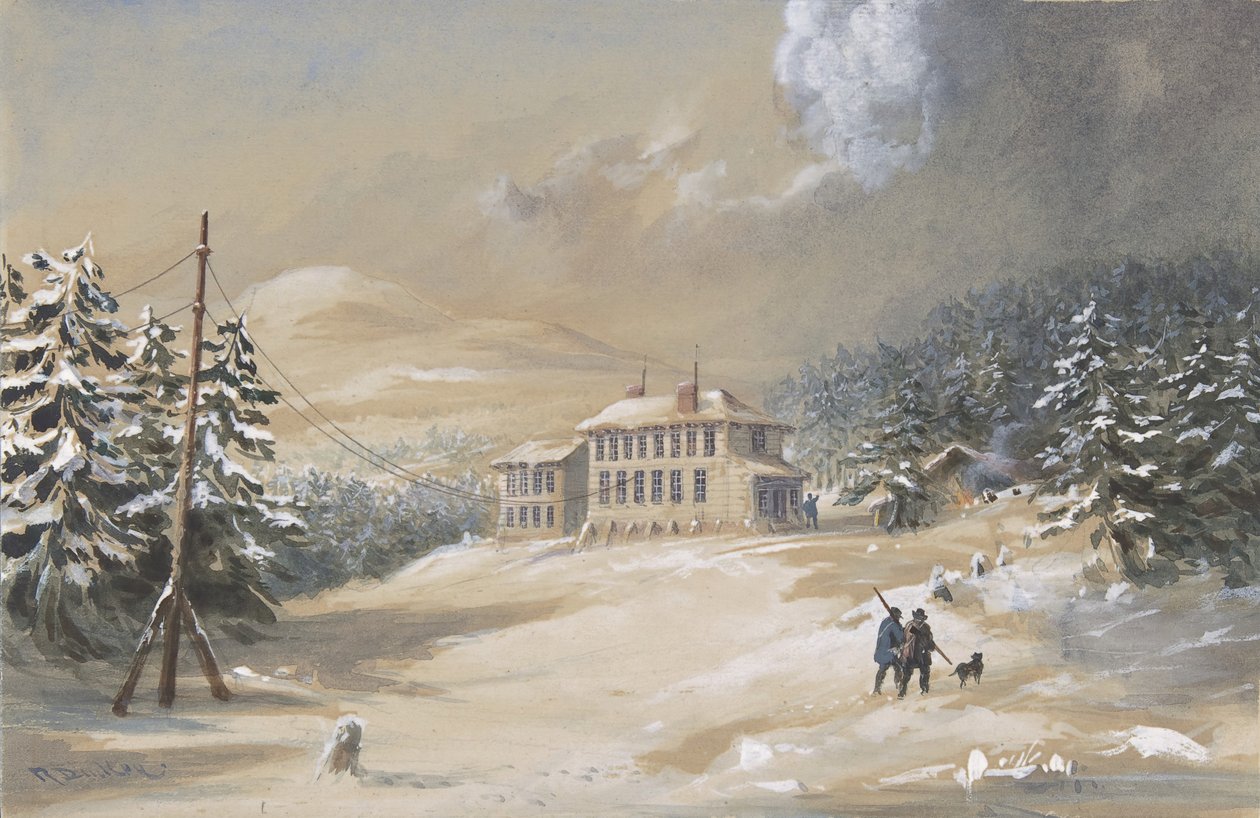 Trinity Bay, Newfoundland, vnější pohled na Telegraph House v letech 1857-1858, 1865-66. od Robert Charles Dudley