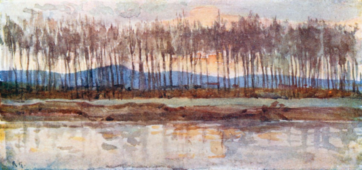 Břehy řeky Arno ve večerní záři (barevná litografie) od Robert Charles Goff
