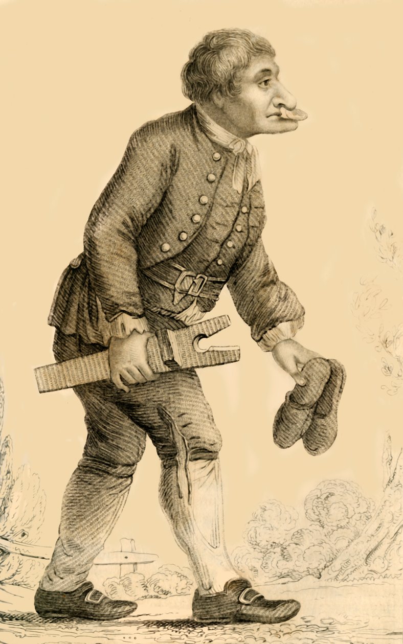 Old Boots, dobře známá postava v Rippon v Yorkshire, 1821. od Robert Cooper