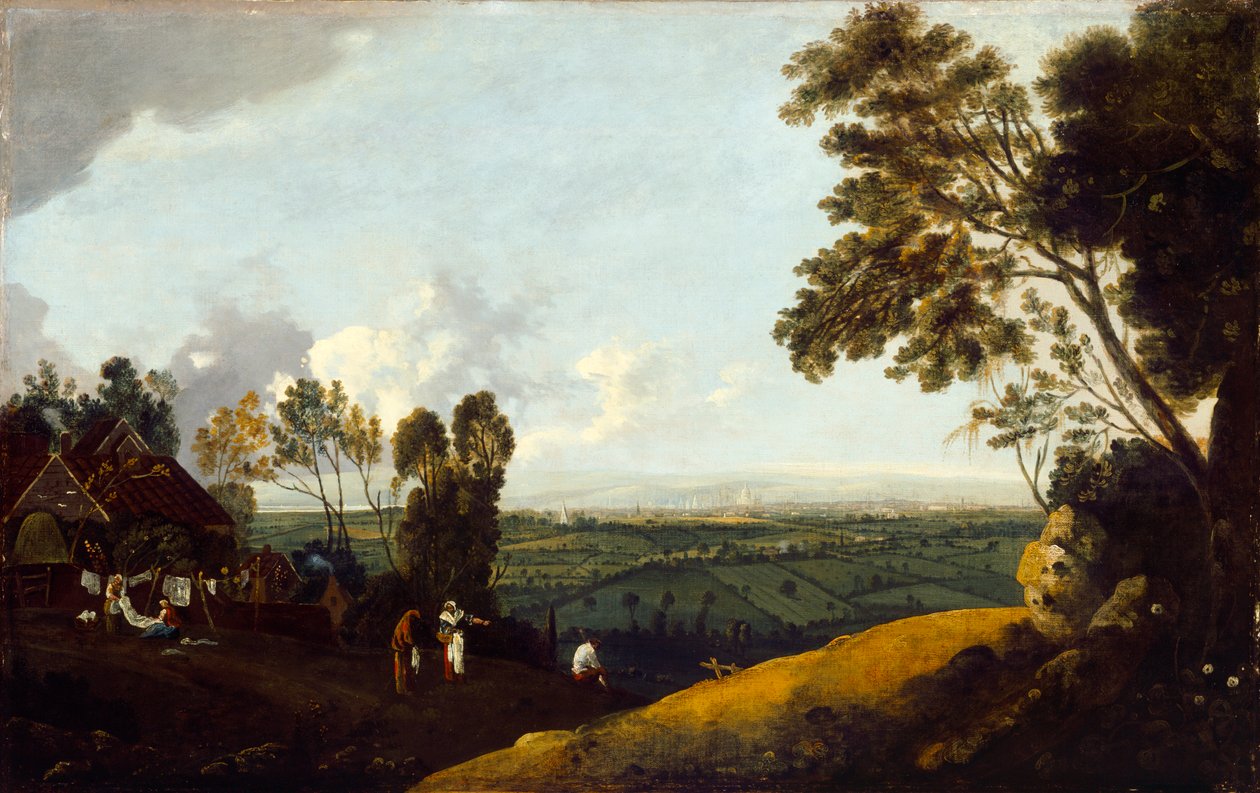 Näkymä Lontooseen Highgatesta, n. 1775 (öljy kankaalle) od Robert Crone
