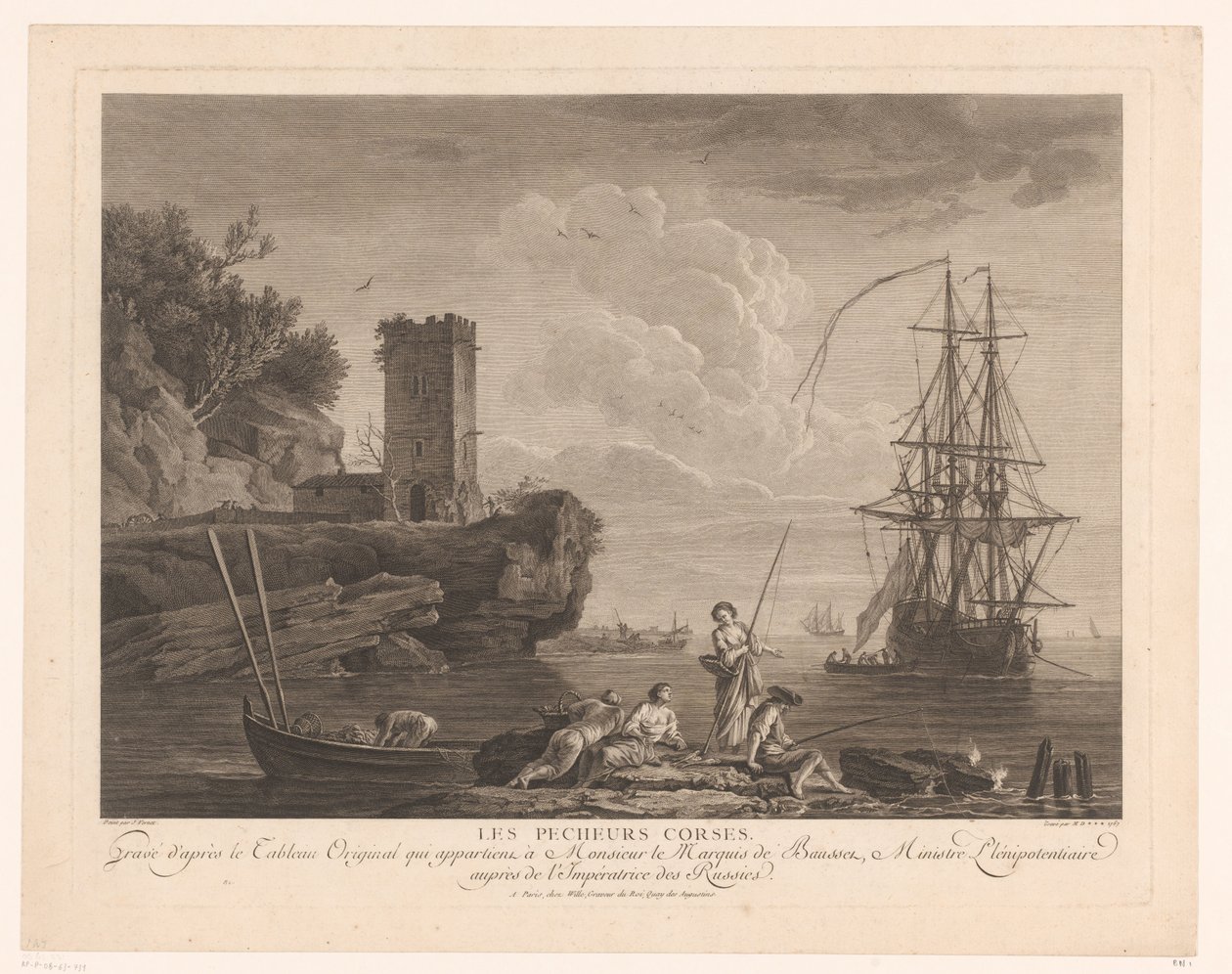 Výhled na moře s rybáři Les pecheurs corses. od Robert Daudet (II) (attributed to)