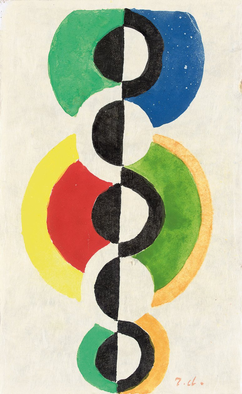 Rhythm, cca 1932 (kvaš, akvarel a štětec a inkoust na japonském nacré papíru) od Robert Delaunay