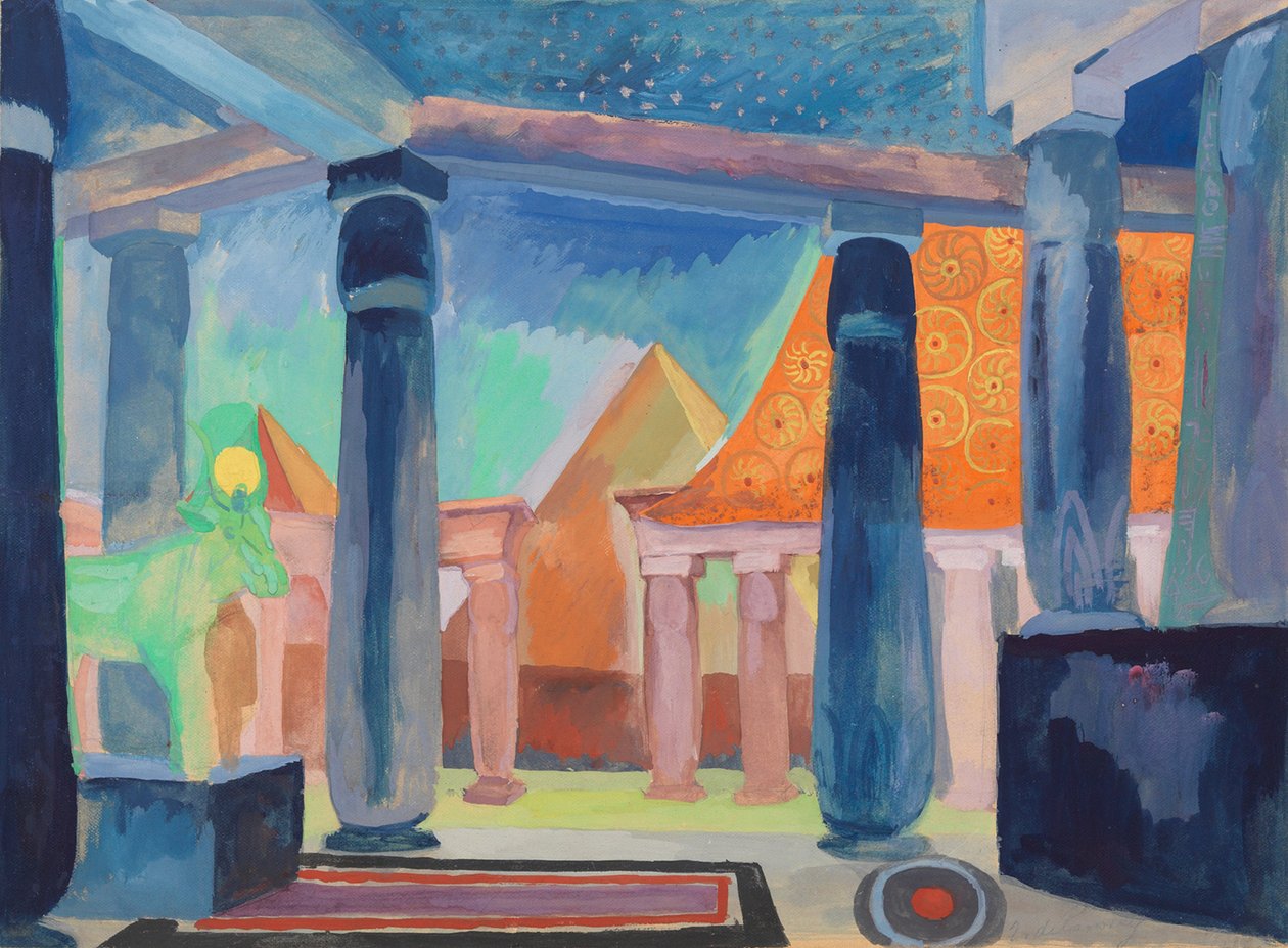 Scénický design pro Kleopatru, kolem roku 1918 (akvarel, kvaš, metalická barva a grafit na papíře) od Robert Delaunay