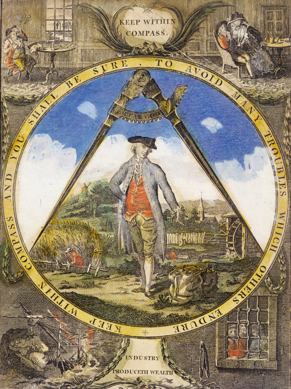 Držte se v kompasu c. 1784 (ručně kolorovaný lept a rytina) od Robert Dighton
