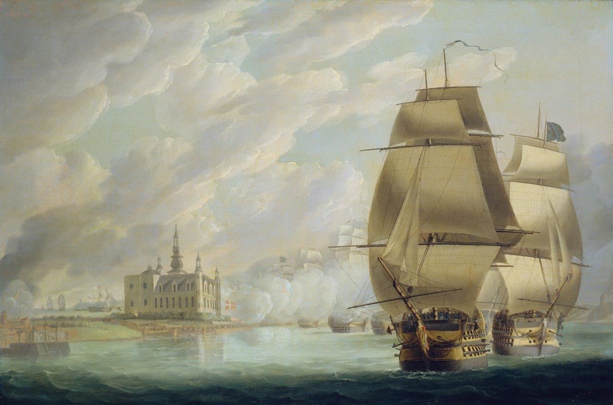 Nelson si vynucuje průjezd průlivem, 30. března 1801, před bitvou u Kodaně od Robert Dodd