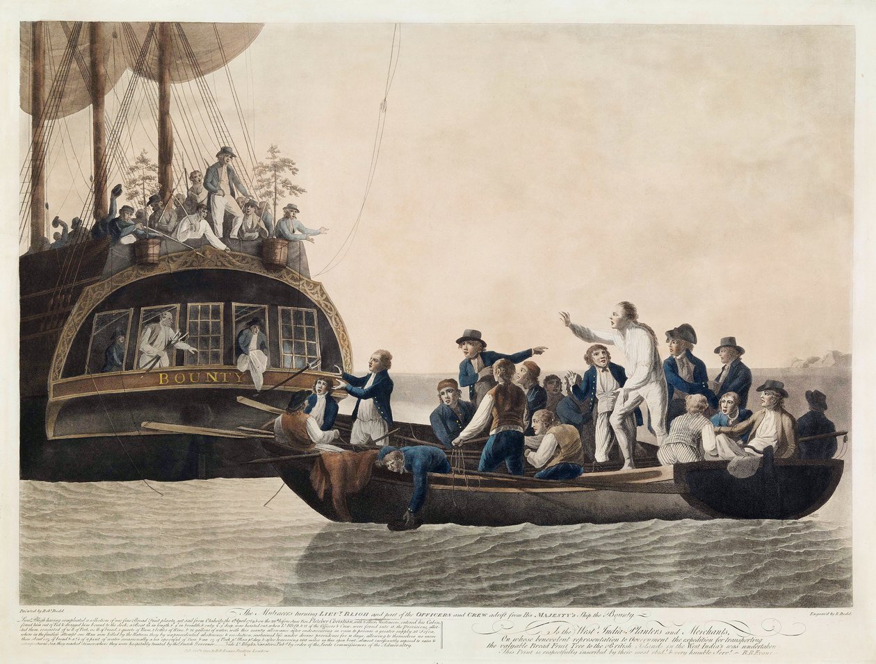 Vzbouřenci obrátili poručíka Bligha a část důstojníků a posádky Adrift, 29. dubna 1789, hospoda. 1790 od Robert Dodd
