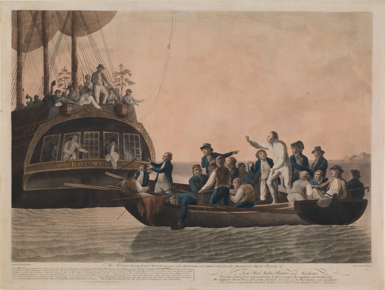 Vzbouřenci odvracející Bligha a jeho posádku z lodi Bounty, 29. dubna 1789 od Robert Dodd