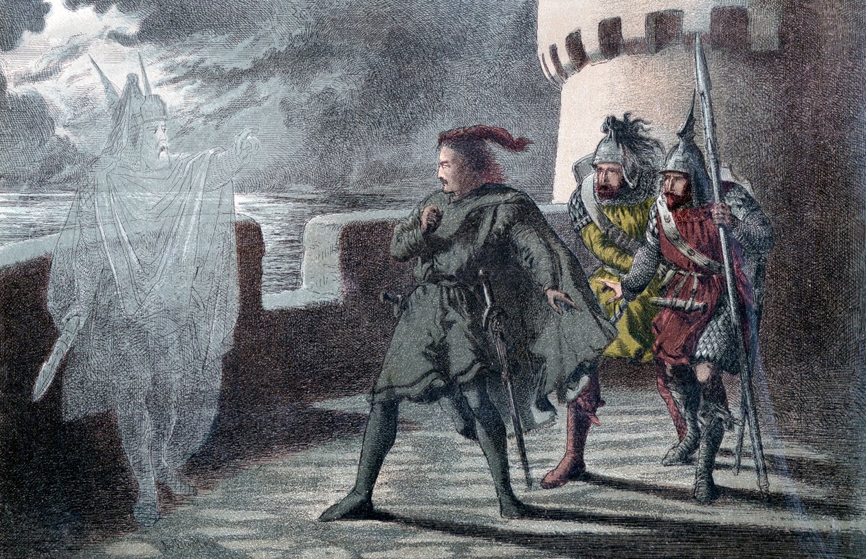 Hamlet viděl ducha svého otce na cimbuří hradu Elsinore od Robert Dudley