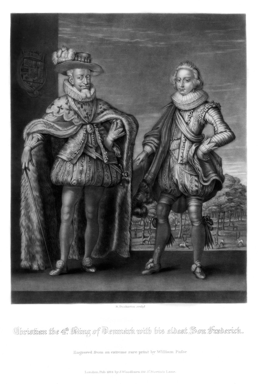 Christian IV, král dánský, se svým nejstarším synem Frederickem, 1816. od Robert Dunkarton
