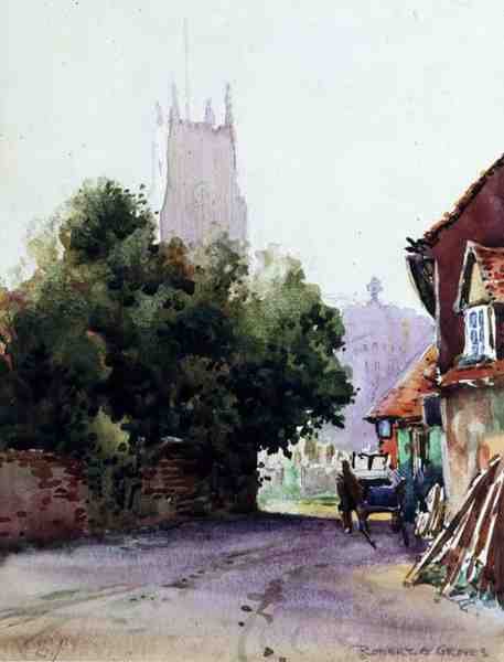 Albans, Misty Morning (akvarel na papíře) od Robert E. Groves