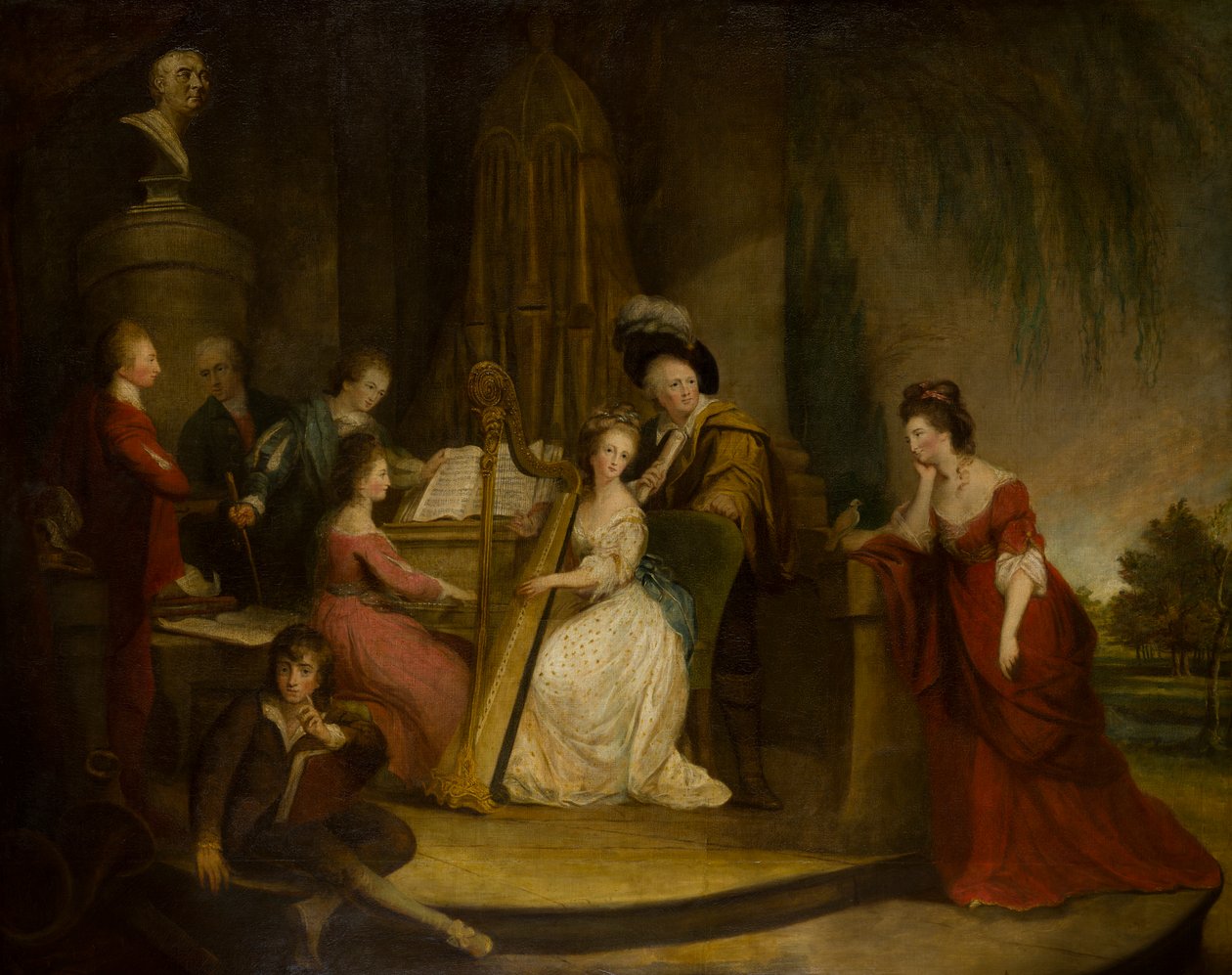 Sir Henry Bridgeman a jeho rodina tvoří hudbu pod Händelovou bustou, kolem 1762-90 (olej na plátně) od Robert Edge Pine