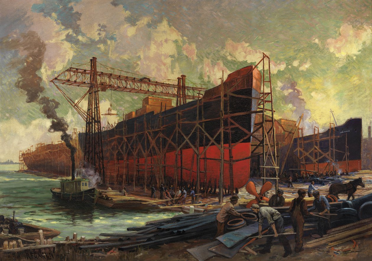 Stavba lodí v Ashbridges Bay, Toronto, 1918 od Robert Ford Gagen
