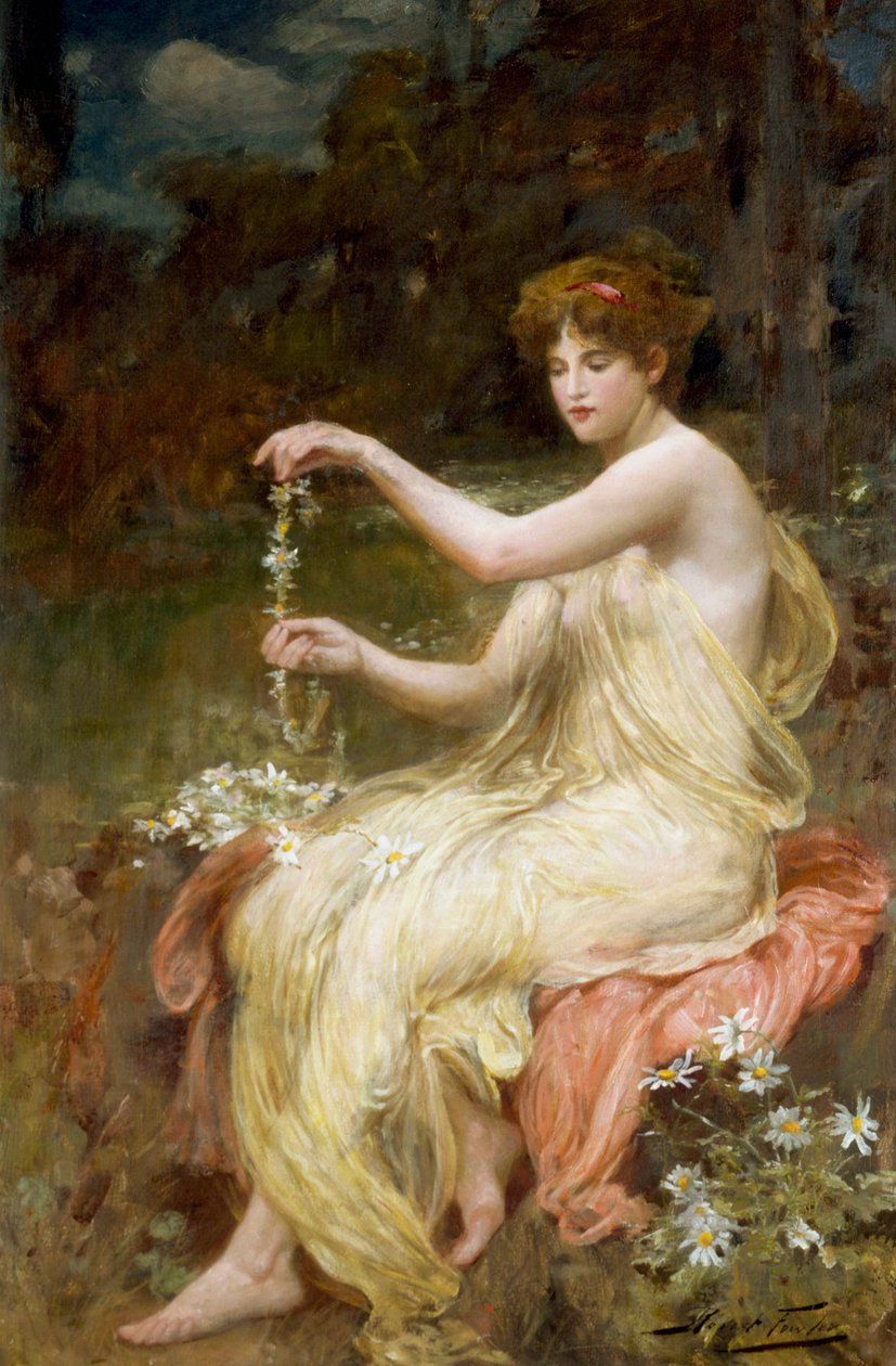 "Výroba řetízků Daisy. Obraz Roberta Fowlera (1853-1926) Soukromá sbírka od Robert Fowler