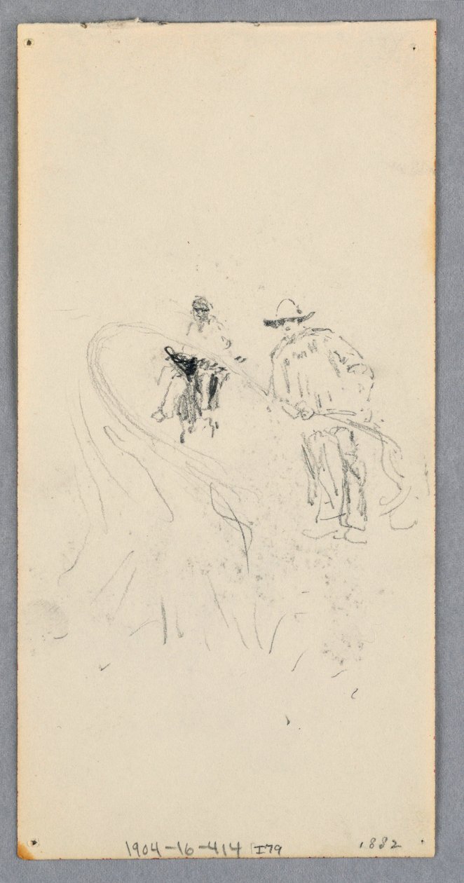 Kresba, Vnější stěna: Dvě postavy a neidentifikovatelné linie (verso), 1882. od Robert Frederick Blum