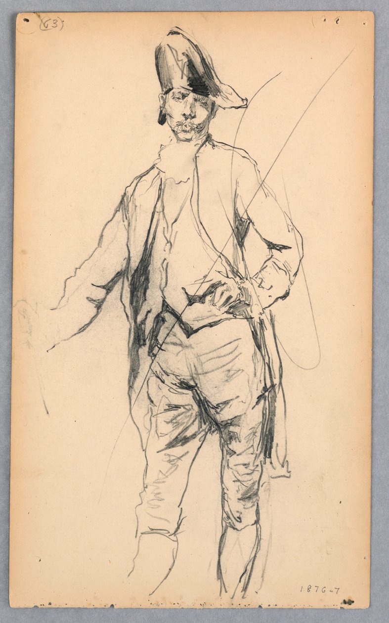 Kresba, Stojící mužská postava v kostýmu ze 17. století, 1876-77 od Robert Frederick Blum