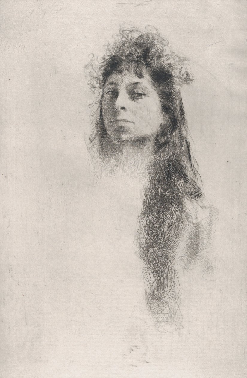 Hlava dívky s dlouhými vlasy, n. d., n. d. od Robert Frederick Blum