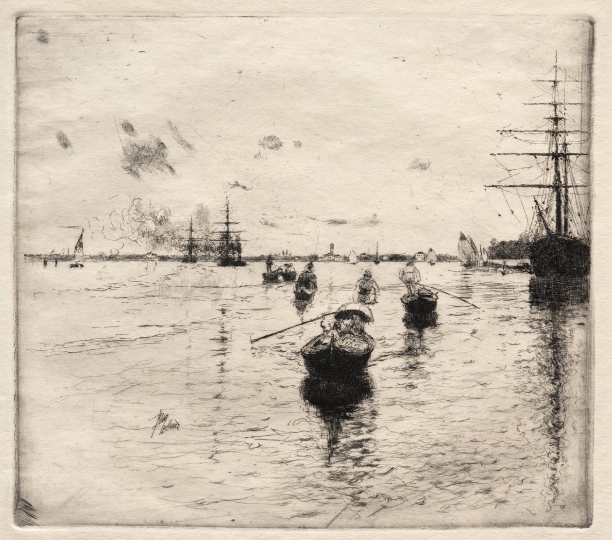 Laguna s parníky a gondolami od Robert Frederick Blum
