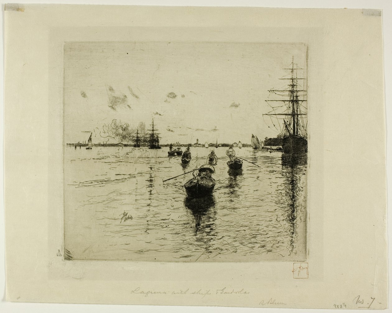 Laguna s parníky a gondolami, Benátky od Robert Frederick Blum